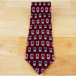 Pierre Cardin Men's Dress Tie Silk Red Geometric Print 58" X 4" Formal Fashion